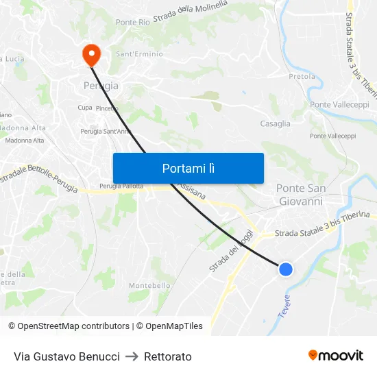 Via Gustavo Benucci to Rettorato map