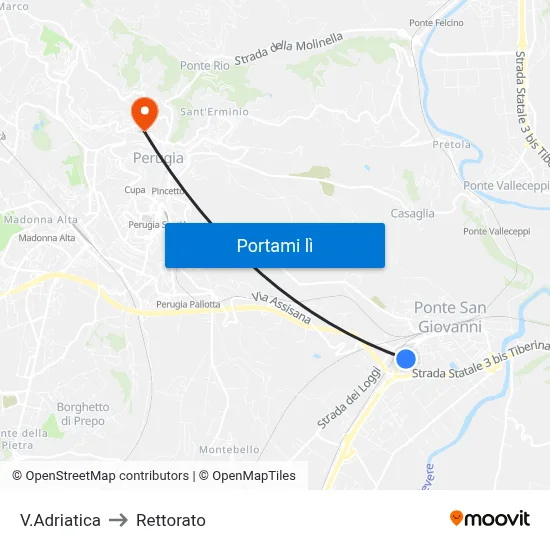 V.Adriatica to Rettorato map