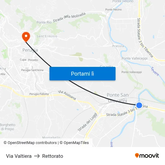 Via Valtiera to Rettorato map