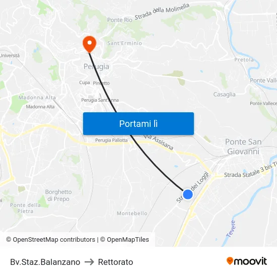 Bv.Staz.Balanzano to Rettorato map