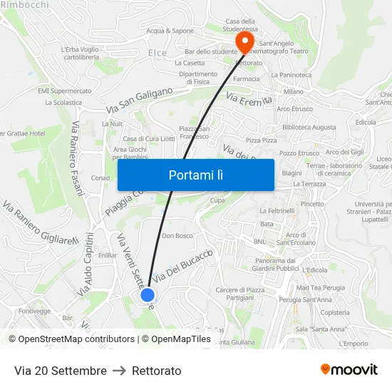 Via 20 Settembre to Rettorato map