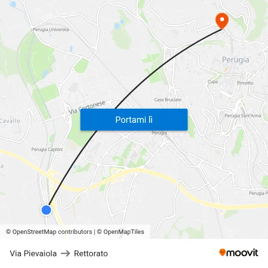 Via Pievaiola to Rettorato map