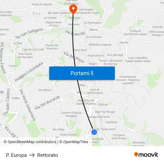 P. Europa to Rettorato map
