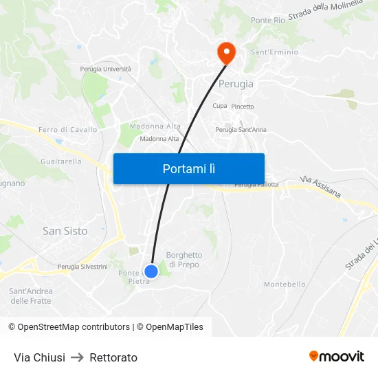 Via Chiusi to Rettorato map