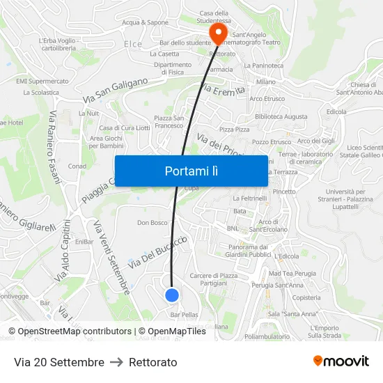 Via 20 Settembre to Rettorato map