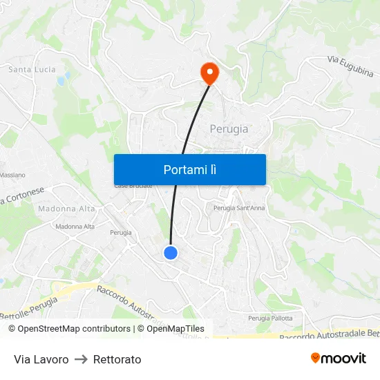 Via Lavoro to Rettorato map