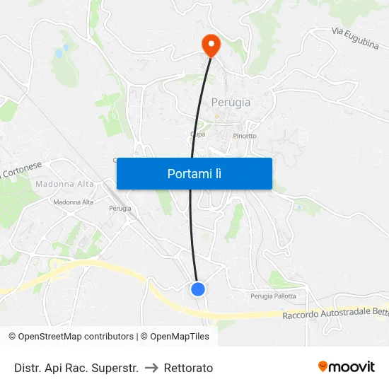 Distr. Api Rac. Superstr. to Rettorato map