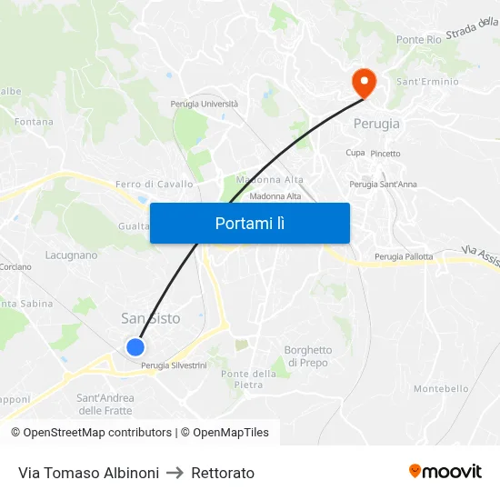 Via Tomaso Albinoni to Rettorato map