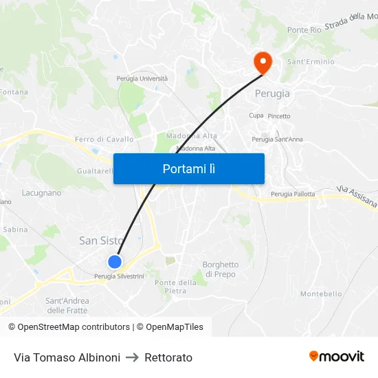 Via Tomaso Albinoni to Rettorato map