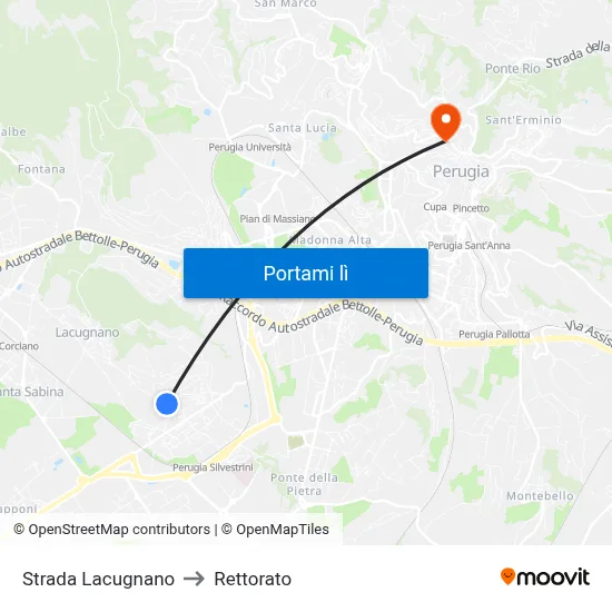 Strada Lacugnano to Rettorato map