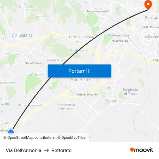 Via Dell'Armonia to Rettorato map