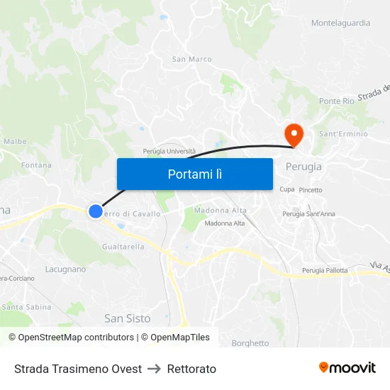 Strada Trasimeno Ovest to Rettorato map