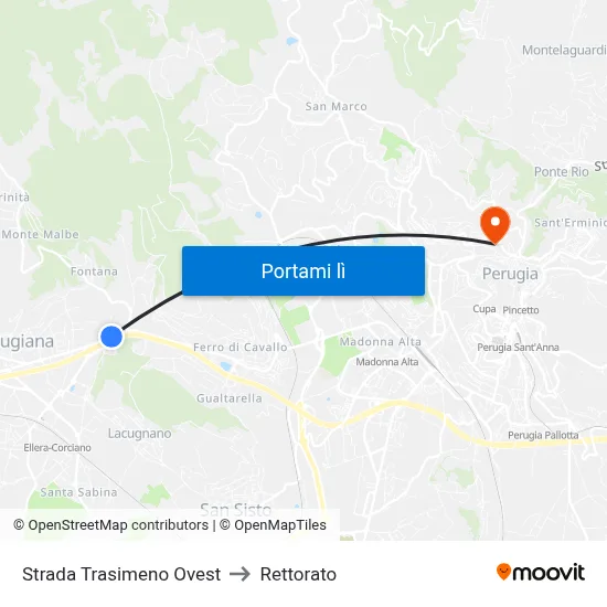 Strada Trasimeno Ovest to Rettorato map