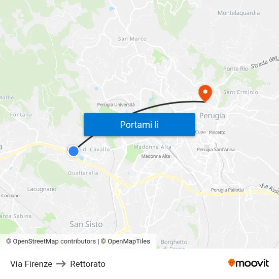 Via Firenze to Rettorato map