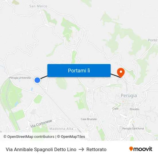 Via Annibale Spagnoli Detto Lino to Rettorato map