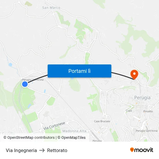 Via Ingegneria to Rettorato map