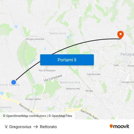 V. Gregorovius to Rettorato map