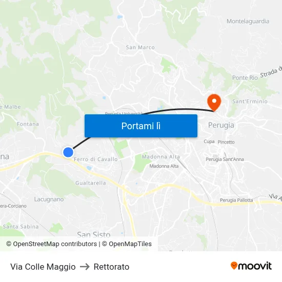 Via Colle Maggio to Rettorato map