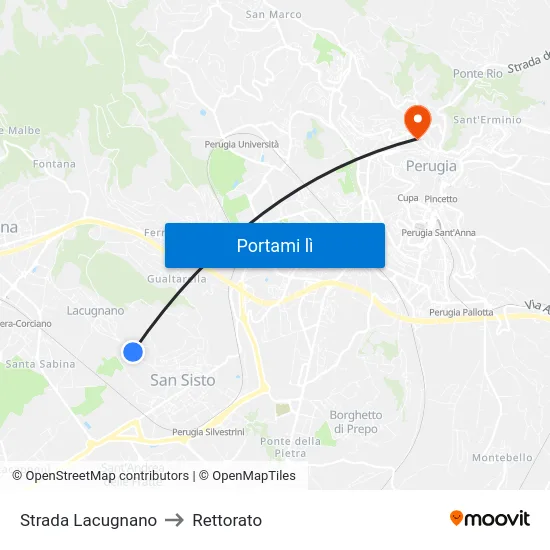 Strada Lacugnano to Rettorato map