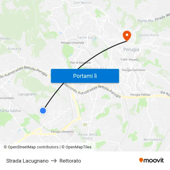 Strada Lacugnano to Rettorato map
