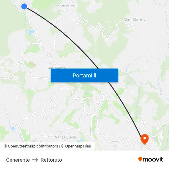 Cenerente to Rettorato map