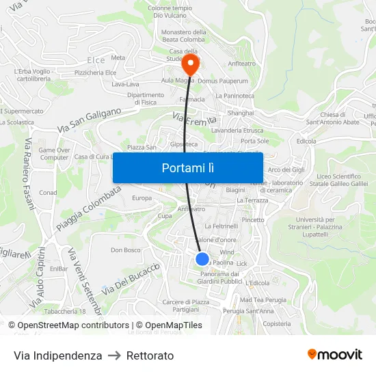 Via Indipendenza to Rettorato map