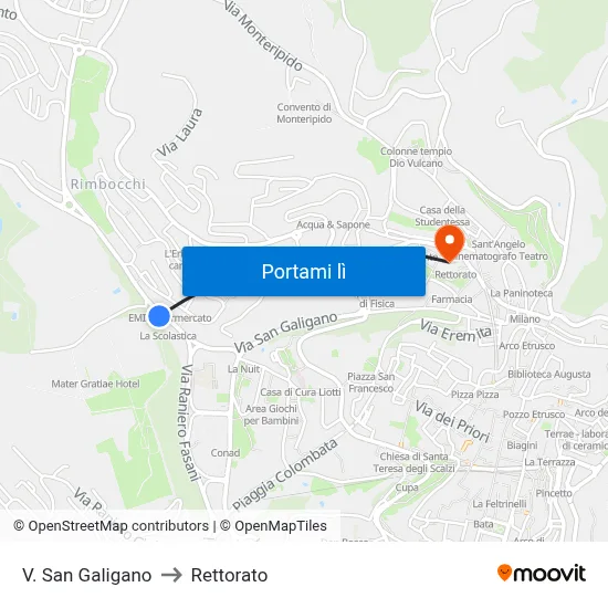 V. San Galigano to Rettorato map