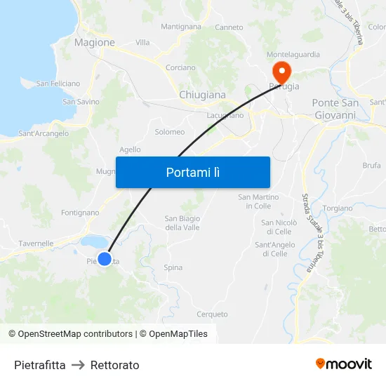 Pietrafitta to Rettorato map
