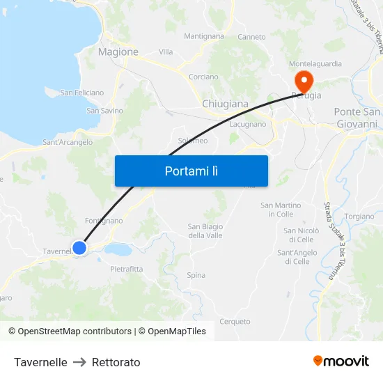Tavernelle to Rettorato map