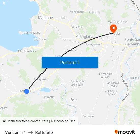 Via Lenin 1 to Rettorato map