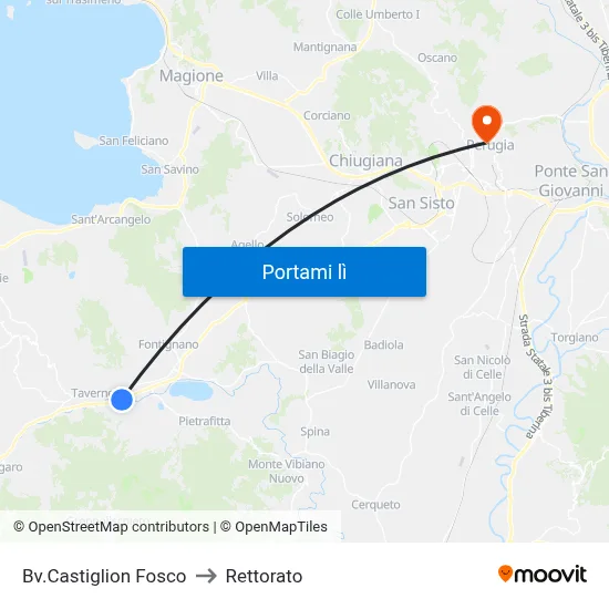 Bv.Castiglion Fosco to Rettorato map