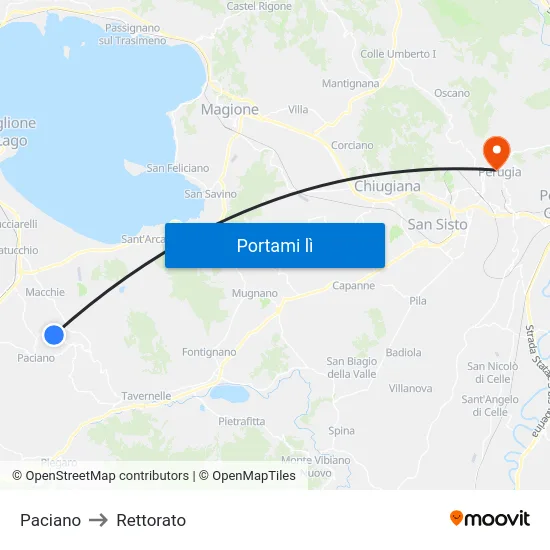 Paciano to Rettorato map