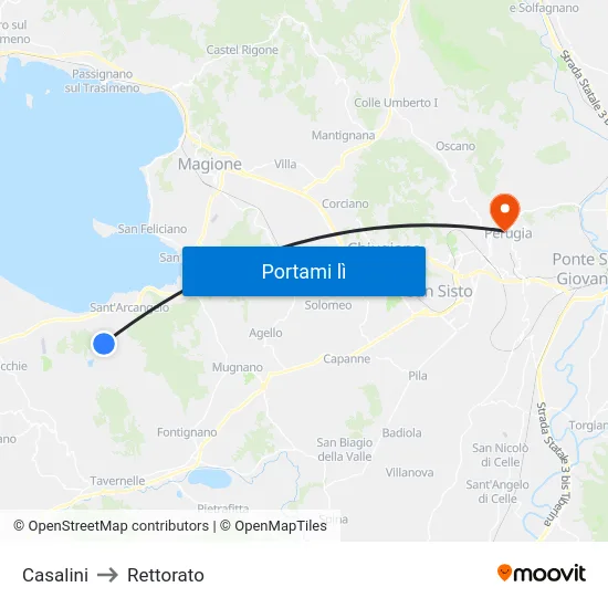 Casalini to Rettorato map