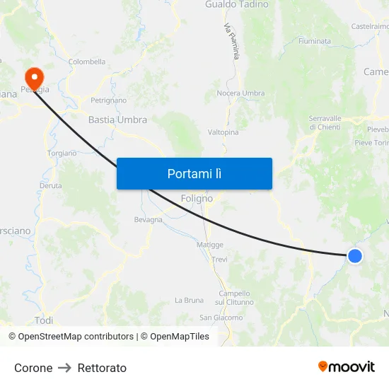 Corone to Rettorato map