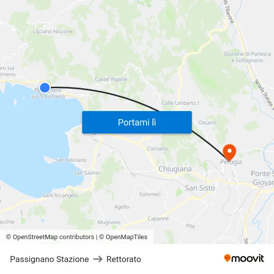 Passignano Stazione to Rettorato map