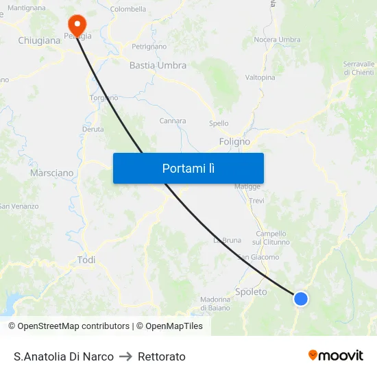 S.Anatolia Di Narco to Rettorato map