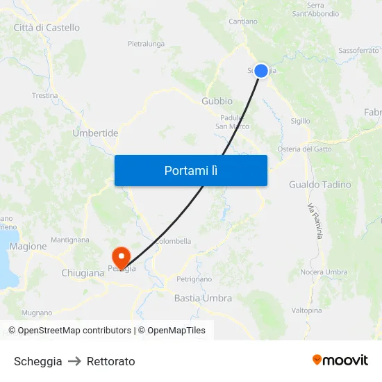 Scheggia to Rettorato map