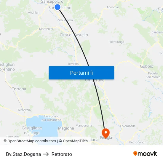 Bv.Staz.Dogana to Rettorato map