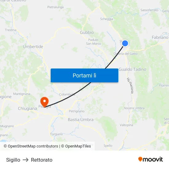 Sigillo to Rettorato map