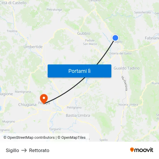 Sigillo to Rettorato map