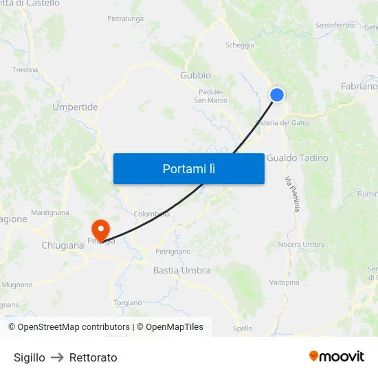 Sigillo to Rettorato map