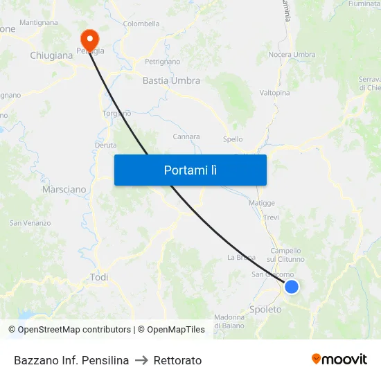 Bazzano Inf. Pensilina to Rettorato map