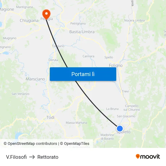 V.Filosofi to Rettorato map