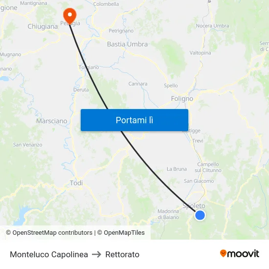 Monteluco Capolinea to Rettorato map