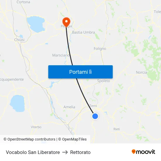 Vocabolo San Liberatore to Rettorato map