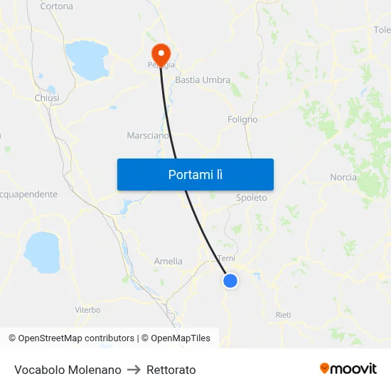 Vocabolo Molenano to Rettorato map