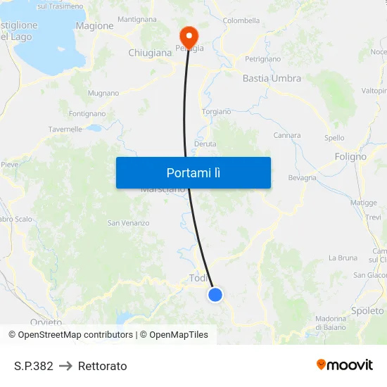 S.P.382 to Rettorato map