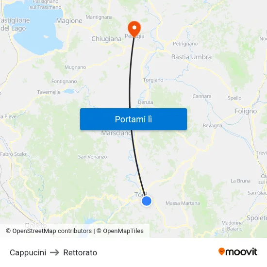 Cappucini to Rettorato map