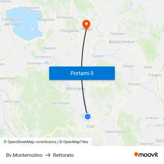 Bv.Montemolino to Rettorato map