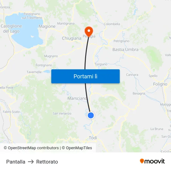 Pantalla to Rettorato map